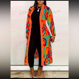Women's Marble Pattern Open Front Cardigan Jacket